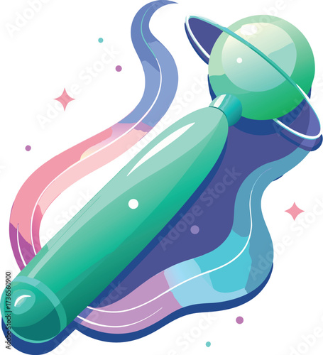 Glowing Jade Roller with Smooth Abstract Sparkles – Beauty and Wellness Vector Illustration”