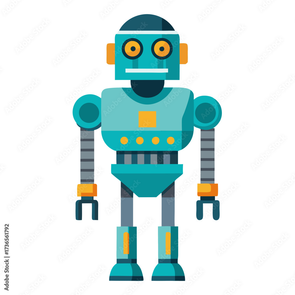 Fototapeta premium Modern robot design with a friendly, approachable aesthetic, perfect for tech startups, children's books, and innovative educational platforms, originally a scalable vector graphic