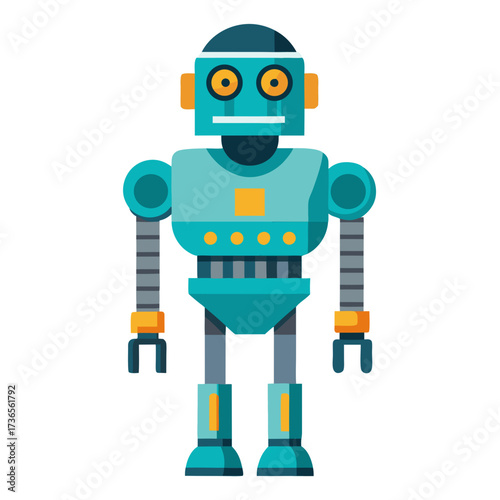 Modern robot design with a friendly, approachable aesthetic, perfect for tech startups, children's books, and innovative educational platforms, originally a scalable vector graphic