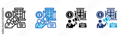 Company Pitch icon Multi Style Vector Illustration