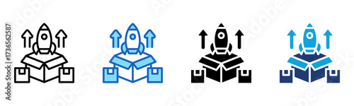 Product Launch icon Multi Style Vector Illustration