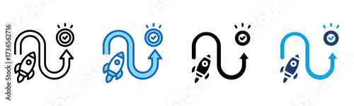 Startup Roadmap icon Multi Style Vector Illustration