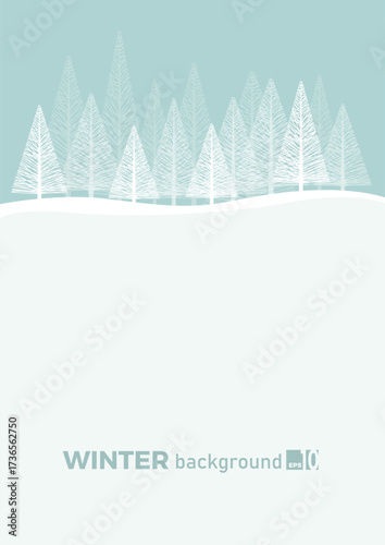 Winter landscape background with fir tree and snow in mountain. Christmas. Vertical abstract vector illustration.