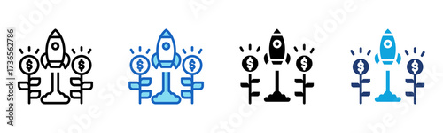 Startup Growth icon Multi Style Vector Illustration
