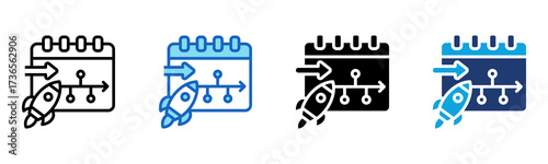 Startup Timeline icon Multi Style Vector Illustration