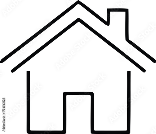 Vector art of simple outline drawing of a house with a chimney