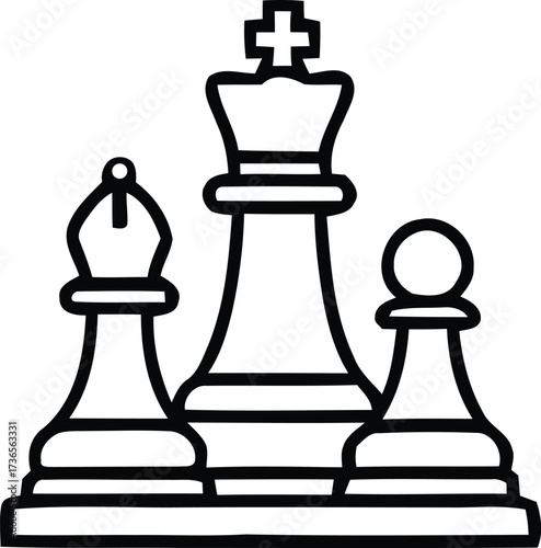 Vector art of chess pieces king bishop pawn
