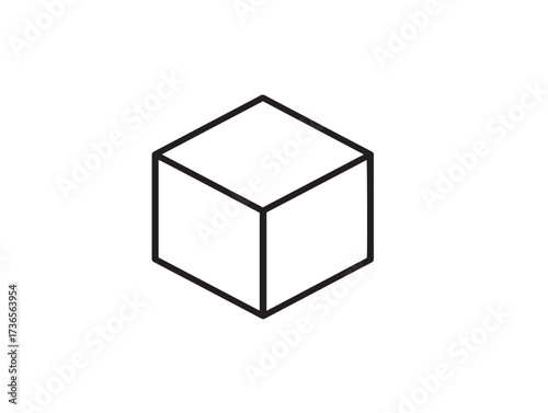 Clean Cube Symbol in Modern Minimalist Vector Style