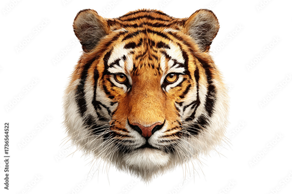 Fototapeta premium Majestic tiger face close up isolated on transparent background