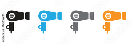 Modern and colorful hair dryer icons perfect for beauty salons, hair care brands, or any project needing a touch of style and functionality in design.