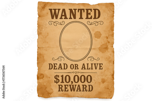 Western wanted poster bundle aged paper textures with transparent face cutout PNG set