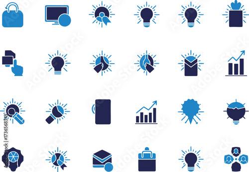 Vector art of collection of blue business and technology icons