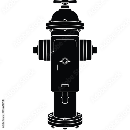 Black and white fire hydrant silhouette firefighting water emergency safety street city urban public equipment protection service