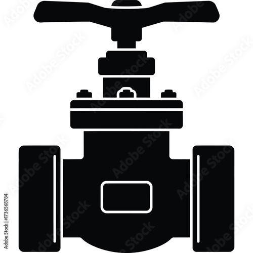 Black and White Gate Valve Icon plumbing industrial pipeline control flow liquid gas water oil symbol illustration vector silhouette