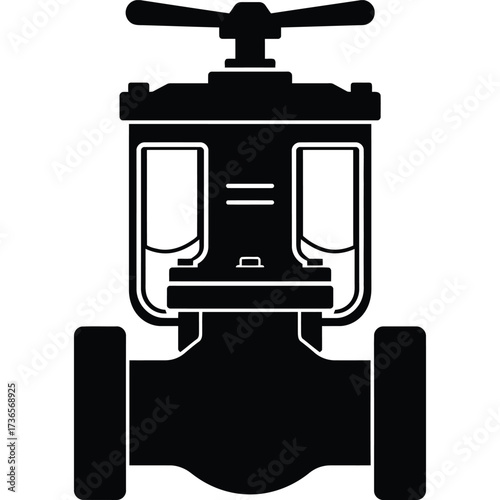 Black and White Gate Valve Illustration plumbing pipeline flow control industrial residential water fluid mechanical engineering