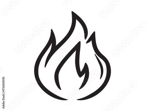 Minimalist fire flame vector icon with refined sleek artistry
