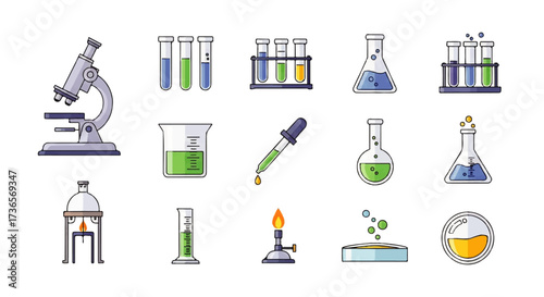 Collection of laboratory equipment and scientific tools for research and analysis