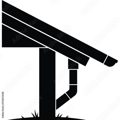 Black and White Shed Icon roof gutter downspout building construction architecture house home shelter storage outdoor structure design