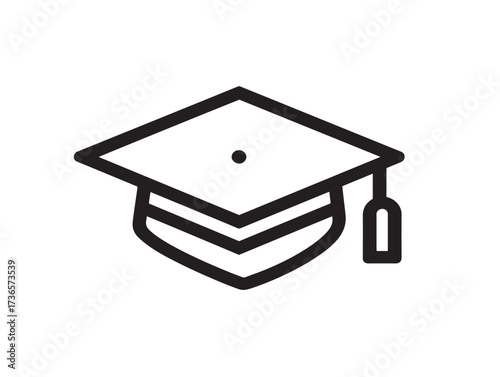 Academic cap icon in refined smooth simple minimalist vector art