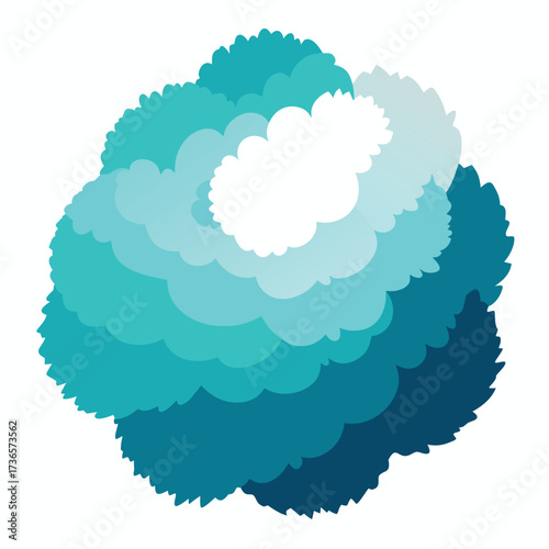 Abstract cloud-like shape in shades of blue on white background