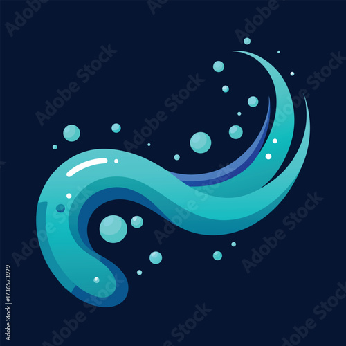 Abstract swirling turquoise water with bubbles wave