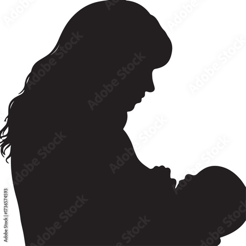 Breastfeeding mom in silhouette 