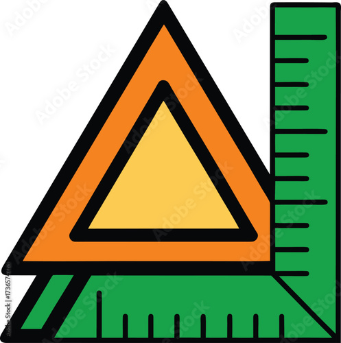 Set Square and Ruler Icon for Technical Drawing