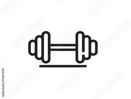 Stylish dumbbell icon in refined bold clean minimal artistry