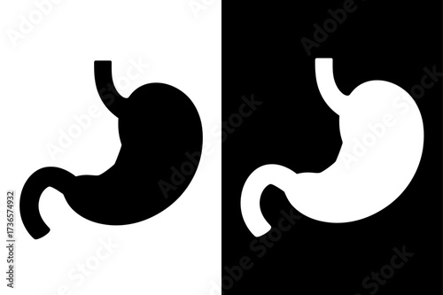 black and white Digestive system, stomach icon symbol Silhouette vector style