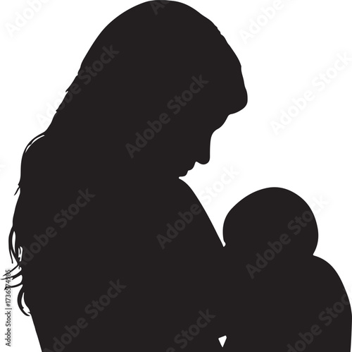 Breastfeeding mom in silhouette 