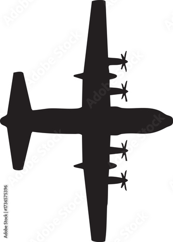 US Air Force C-130 Airborne Silhouette – Lockheed Hercules Military Cargo Plane Vector