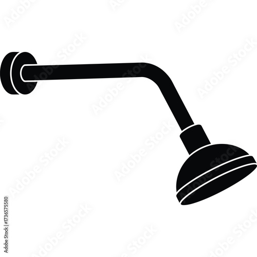 Black Shower Head Silhouette bathroom fixture plumbing water clean hygiene modern design simple wall mount home interior domestic