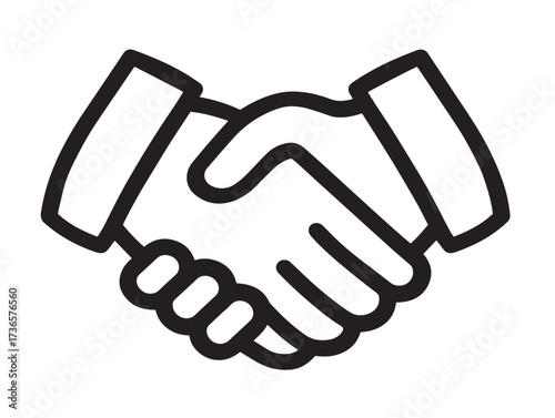 Collaboration handshake icon in bold refined modern clean design