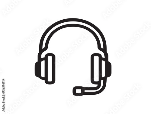 Bold headset vector symbol in clean refined elegant minimal design