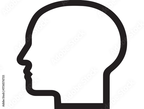 Head side thinking symbol vector in sleek clean line artistry