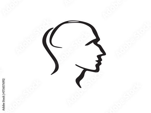 Creative thinking head side profile icon in clean minimalist vector