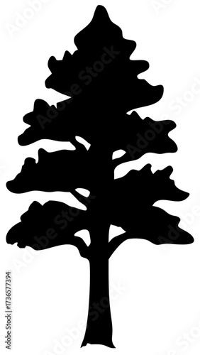 Cedar tree silhouette minimal black isolated vector clean simple modern evergreen design
