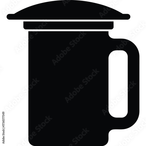 French Press Icon in Black and White coffee maker minimalist kitchenware beverage drink illustration vector symbol graphic design