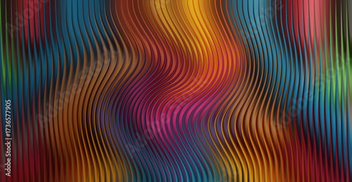 Abstract wavy lines with multicolored palette and textured effect