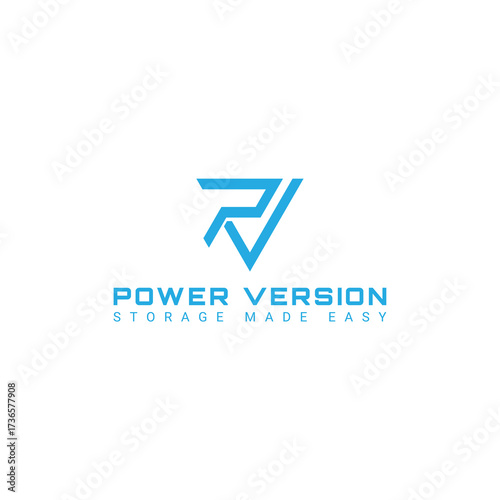 A logo for the self-storage industry featuring a modern, geometric emblem that combines the initials P and V in a dynamic, interlocking design.