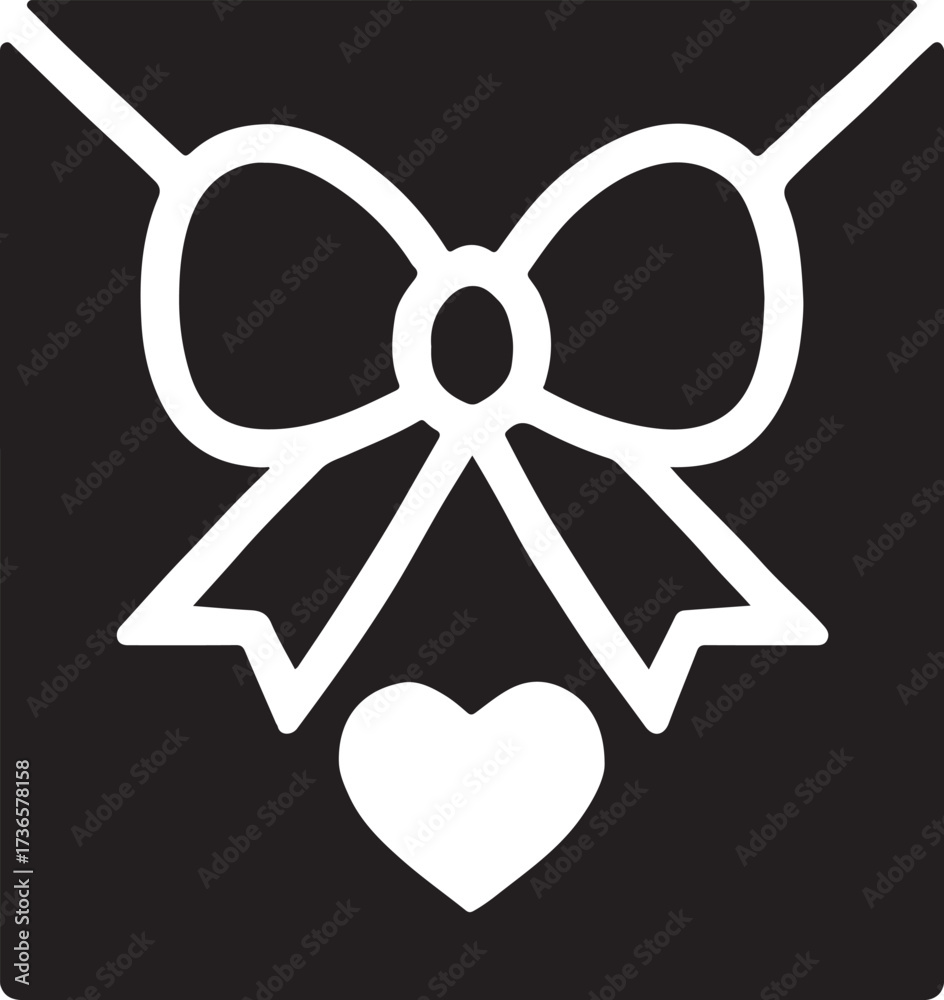 Obraz premium Valentine’s card envelope with bow silhouette, ideal for romantic letters and gift designs.