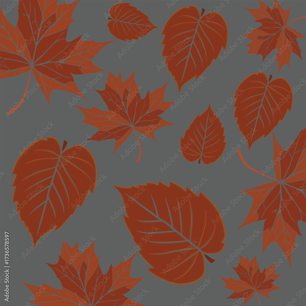 Obraz premium Fall foliage background autumn leaves seamless pattern orange leaf wallpaper vector design nature leaves art