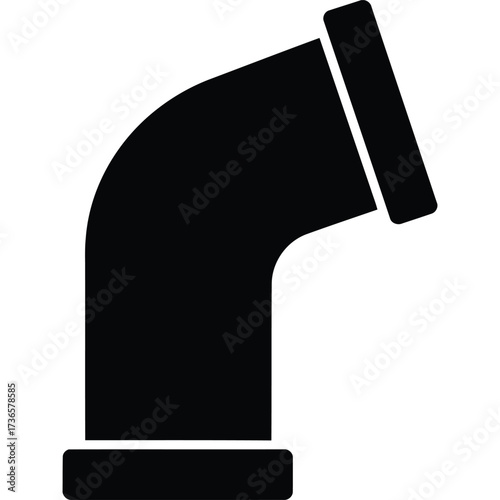 Pipe Fitting Elbow 45 Degree Black Silhouette plumbing angle connection connector drain duct fixture flow industrial joint metal