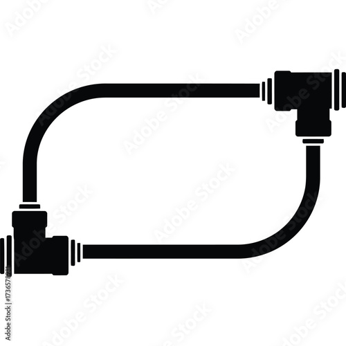 Piping System Silhouette pipe plumbing fitting connector tube industrial water drain pipeline connection plumber repair maintenance