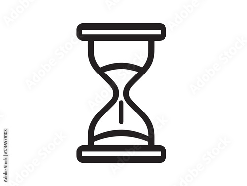 Minimalist time concept hourglass end icon in elegant vector