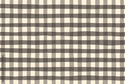 Flannel black, grey vinage gingham fabric square checkered seamless pattern texture background vector	
