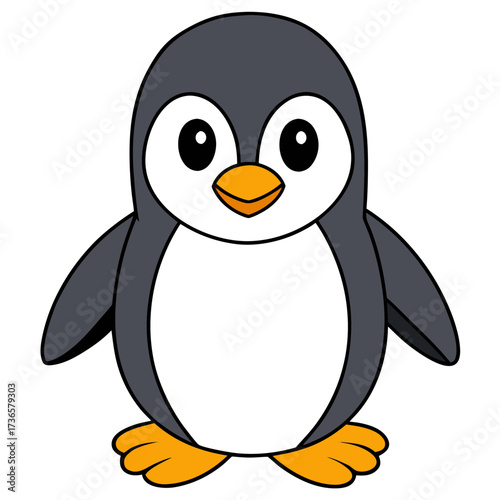 Cute penguin illustration with simple shapes on white background