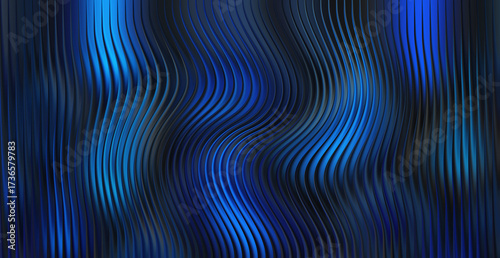 Abstract wavy blue metallic texture with vertical lines