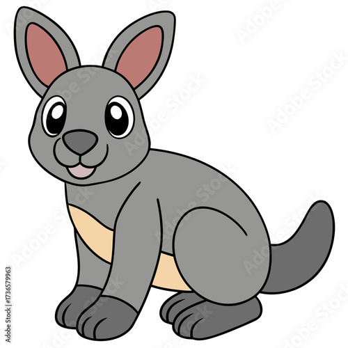 Cartoon kangaroo character illustration with thick outlines and detail