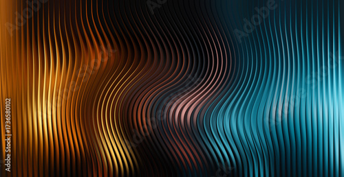 Abstract wavy lines with orange and blue gradient background